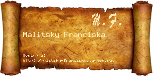 Malitsky Franciska névjegykártya